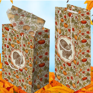 William Morris Pumpkins Wild Turkey Wine Gift Bag