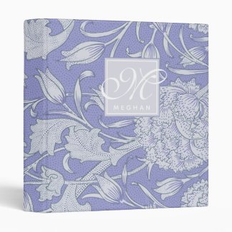 William Morris - Purple Wild Tulips & Monogram 3 3 Ring Binder