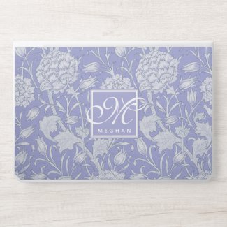William Morris Purple Wild Tulips Pattern Monogram