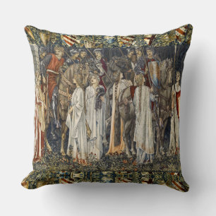William Morris Quest for Holy Grail:Shield Forest Throw Pillow