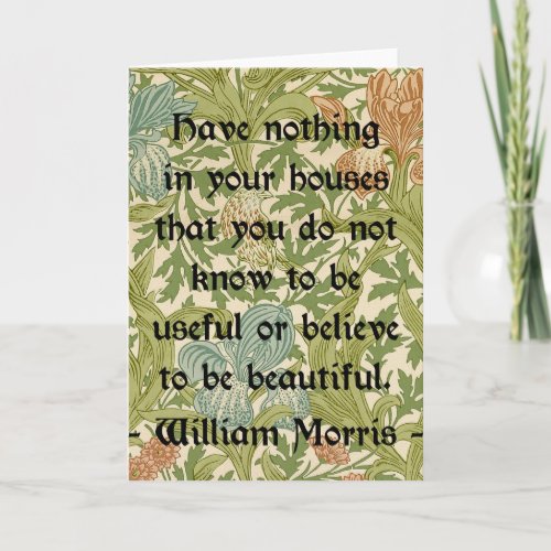 William Morris Quotation about Beauty and Function Card