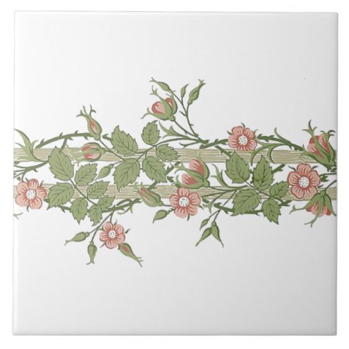 William Morris Rambler Floral Frieze Pattern Ceramic Tile