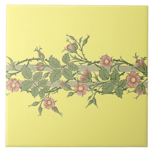 William Morris Rambler Floral Frieze Pattern Ceramic Tile