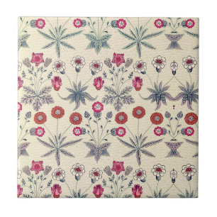 William * Morris Red Blue Flower Daisy Vintage Ceramic Tile