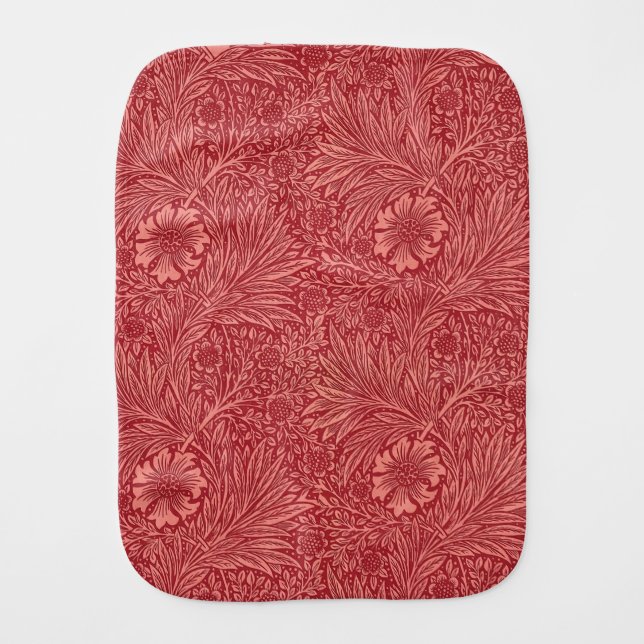 William Morris Red Marigold Pattern Baby Burp Cloth (Front)