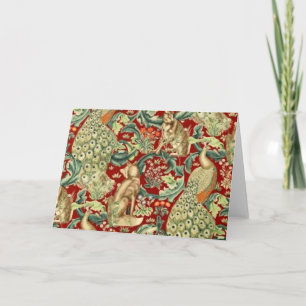 William Morris Red Pattern Forest Card