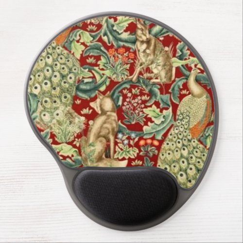 William Morris Red Pattern Forest Gel Mouse Pad