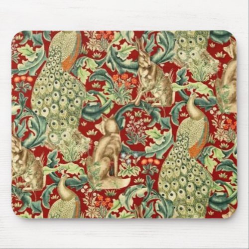 William Morris Red Pattern Forest Mouse Pad