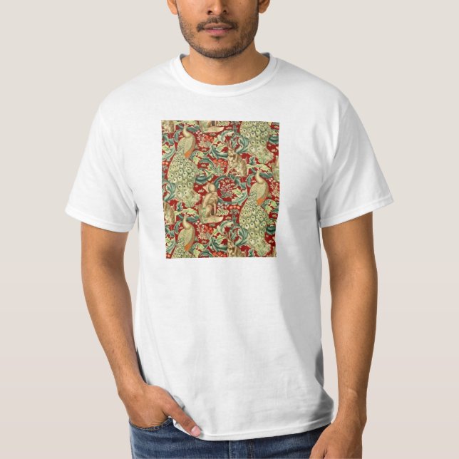 William Morris Red Pattern Forest T-Shirt (Front)