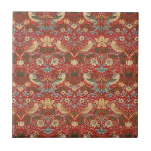 William Morris Red Strawberry Thief Ceramic Tile