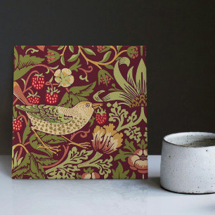 William Morris Red Strawberry Thief Ceramic Tile