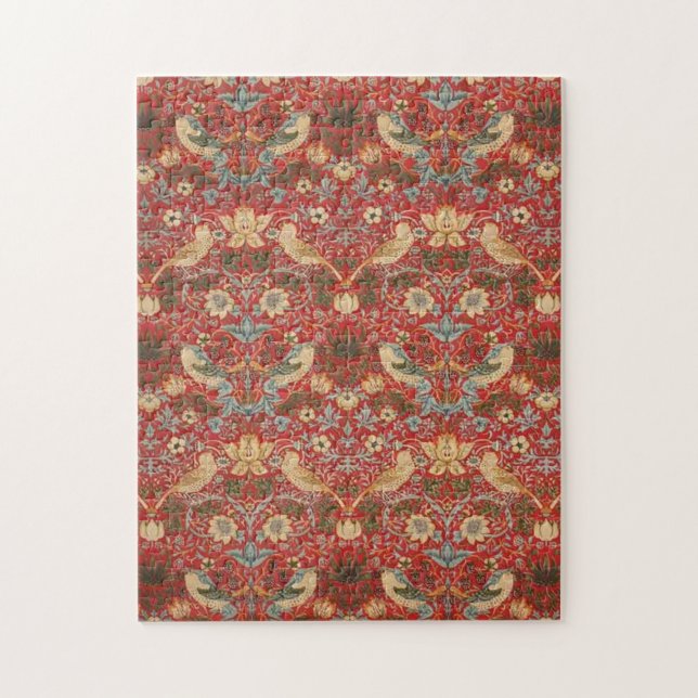 William Morris Red Strawberry Thief Jigsaw Puzzle (Vertical)