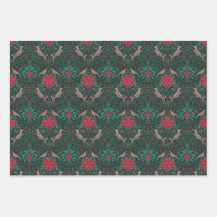 William Morris Reindeer Christmas Damask Wrapping Paper Sheets