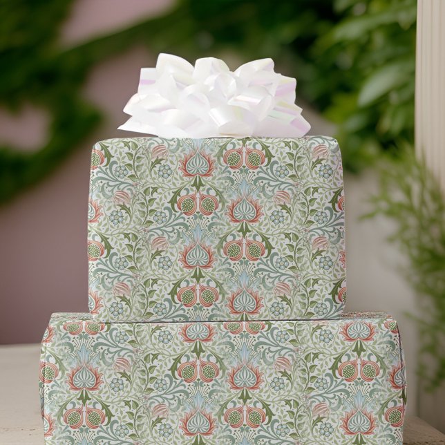 William Morris Remixed Green Red Persian Floral  Wrapping Paper (Creator Uploaded)