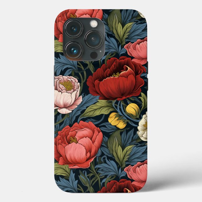 William Morris Rose, and peony Case-Mate iPhone Case (Back)