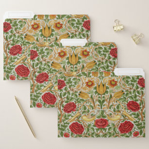 William Morris Rose & Birds Chintz Red File Folder