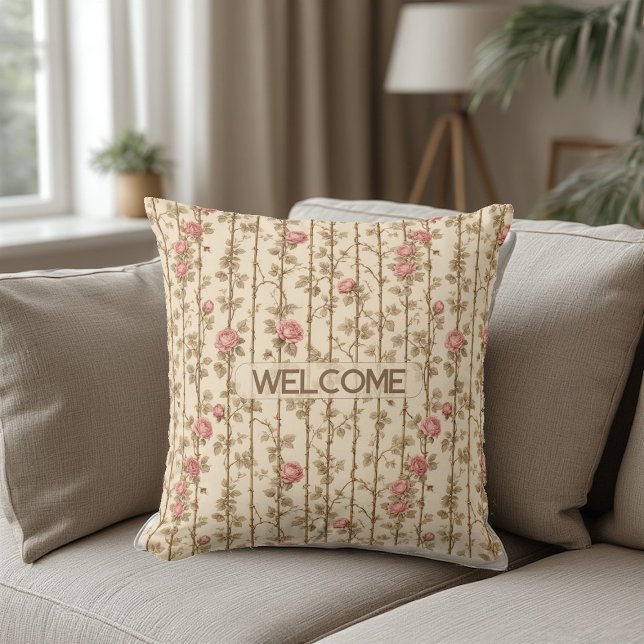 William Morris Rose Climbing Trellis Decorative  Throw Pillow (William Morris Rose Climbing Trellis Decorative Throw Pillow)