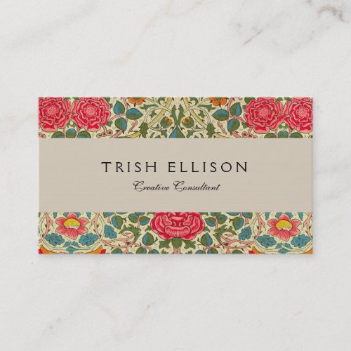 William Morris Rose Floral Chintz Pink Business Card