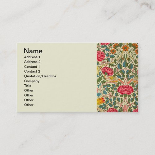 William Morris Rose Floral Chintz Pink Business Card