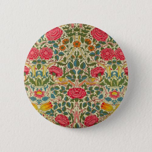 William Morris Rose Floral Chintz Pink Button