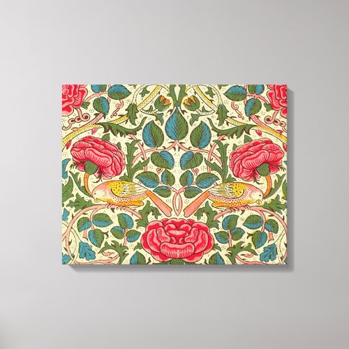 William Morris Rose Floral Chintz Pink Canvas Print