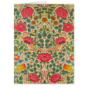 William Morris Rose Floral Chintz Pink Card