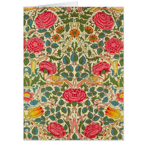 William Morris Rose Floral Chintz Pink Card