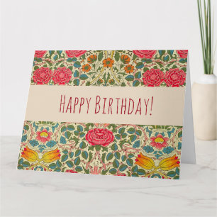 William Morris Rose Floral Chintz Pink Card