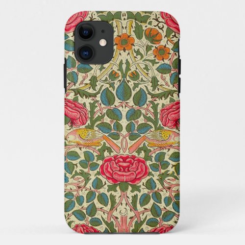 William Morris Rose Floral Chintz Pink iPhone 11 Case