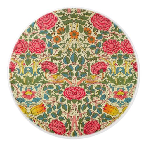 William Morris Rose Floral Chintz Pink Ceramic Knob