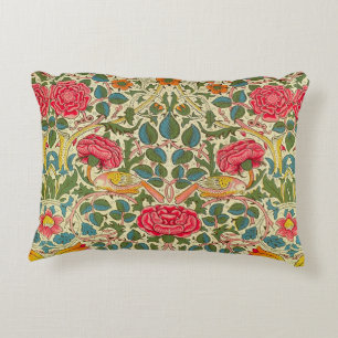 William Morris Rose Floral Chintz Pink Decorative Pillow