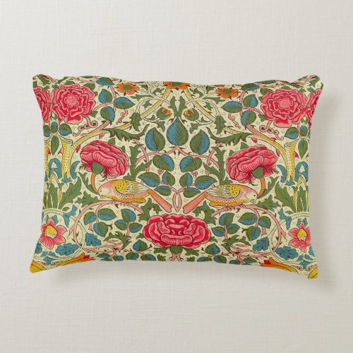 William Morris Rose Floral Chintz Pink Decorative Pillow