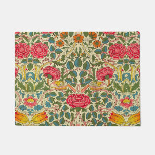 William Morris Rose Floral Chintz Pink Doormat