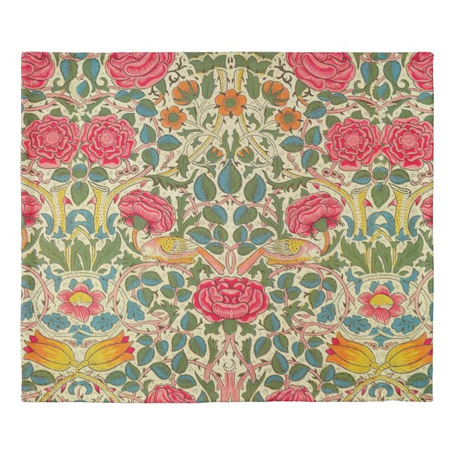 William Morris Rose Floral Chintz Pink Duvet Cover (Front)