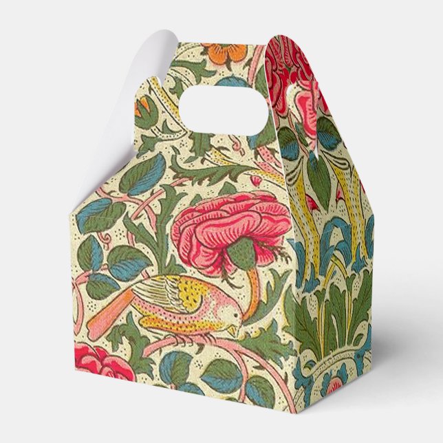 William Morris Rose Floral Chintz Pink Favor Boxes (Front Side)