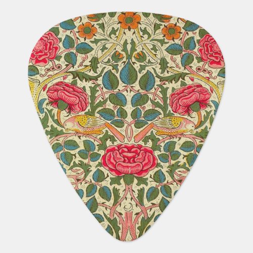 William Morris Rose Floral Chintz Pink Guitar Pick