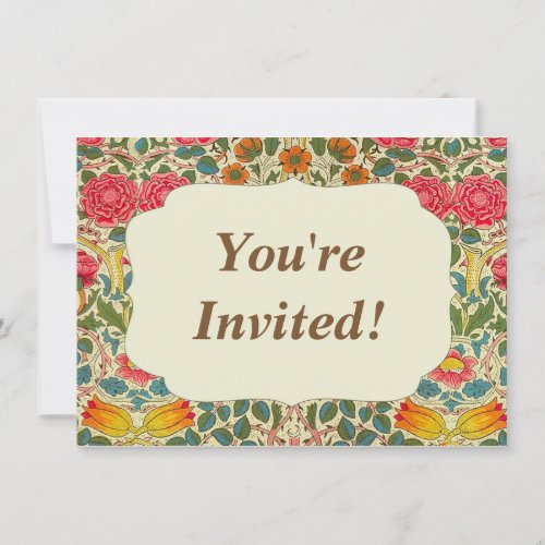 William Morris Rose Floral Chintz Pink Invitation