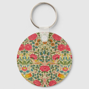 William Morris Rose Floral Chintz Pink Keychain