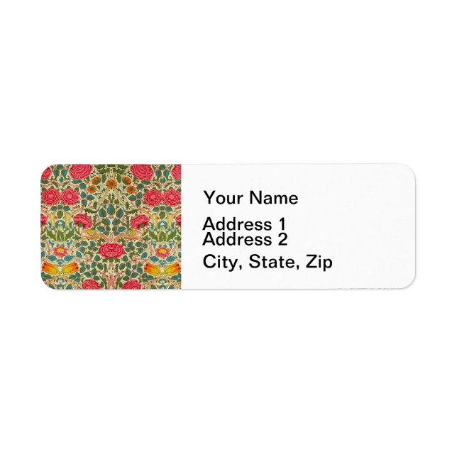 William Morris Rose Floral Chintz Pink Label (Front)