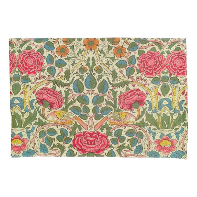 William Morris Rose Floral Chintz Pink Pillow Case (Front)