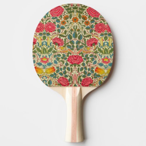 William Morris Rose Floral Chintz Pink Ping Pong Paddle