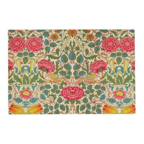 William Morris Rose Floral Chintz Pink Placemat