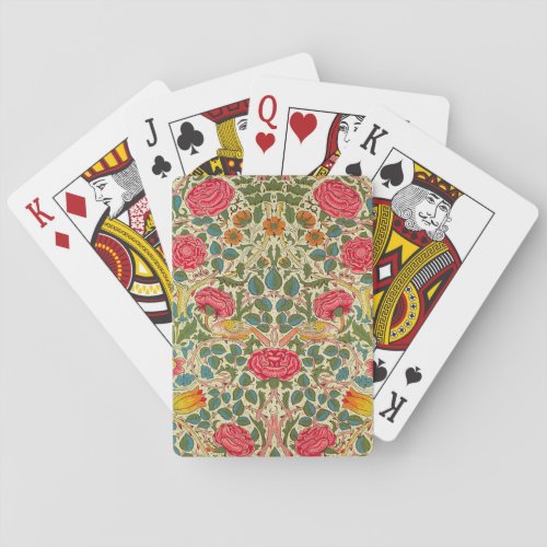 William Morris Rose Floral Chintz Pink Playing Cards