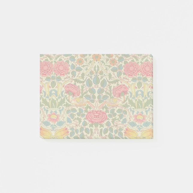 William Morris Rose Floral Chintz Pink Post-it Notes (Front)