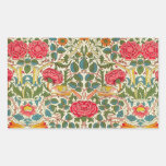 William Morris Rose Floral Chintz Pink Rectangular Sticker