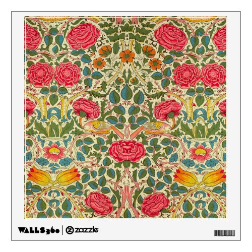William Morris Rose Floral Chintz Pink Wall Sticker