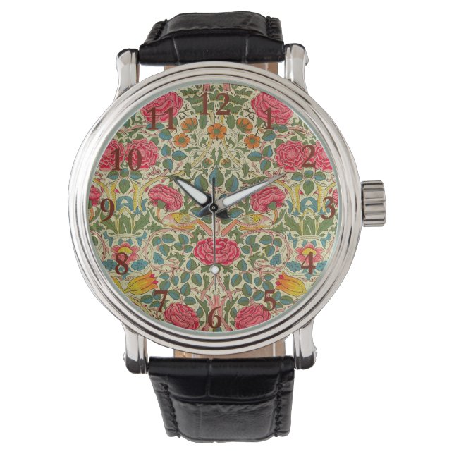 William Morris Rose Floral Chintz Pink Watch (Front)