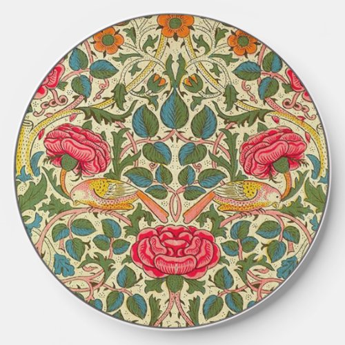 William Morris Rose Floral Chintz Pink Wireless Charger