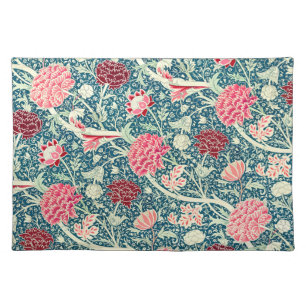 William Morris Rose Gold Green Blue Floral Pattern Cloth Placemat