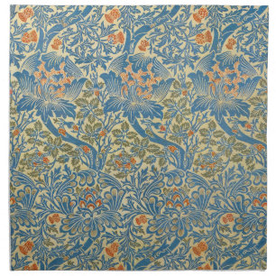 William Morris Rose & Thistle Floral Blue Cloth Napkin